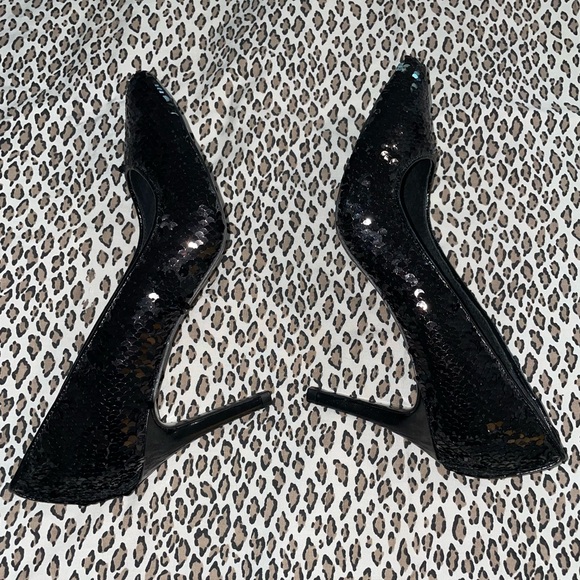Chinese Laundry Women's Ruthy Dress Pump Black Sequin Stiletto Pointed Toe NWOT - Picture 7 of 14
